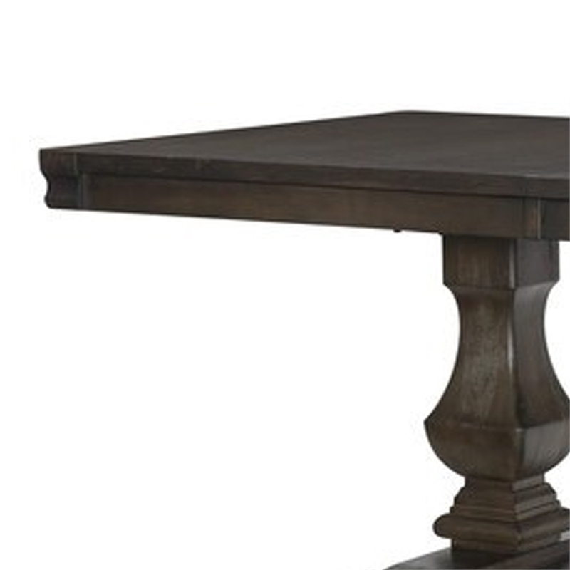 Kely Extendable Dining Table- 76-94 Inch Dark Brown Top- Trestle Base