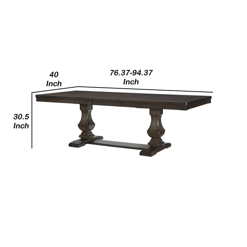 Kely Extendable Dining Table- 76-94 Inch Dark Brown Top- Trestle Base
