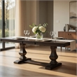 Kely Extendable Dining Table- 76-94 Inch Dark Brown Top- Trestle Base