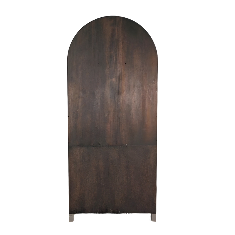 Xeny Arched Display Cabinet- 3 Shelves w 2 Doors- Gray Mahogany Wood