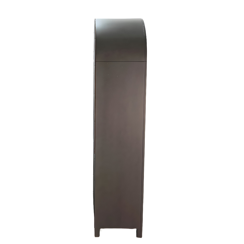 Xeny Arched Display Cabinet- 3 Shelves w 2 Doors- Gray Mahogany Wood
