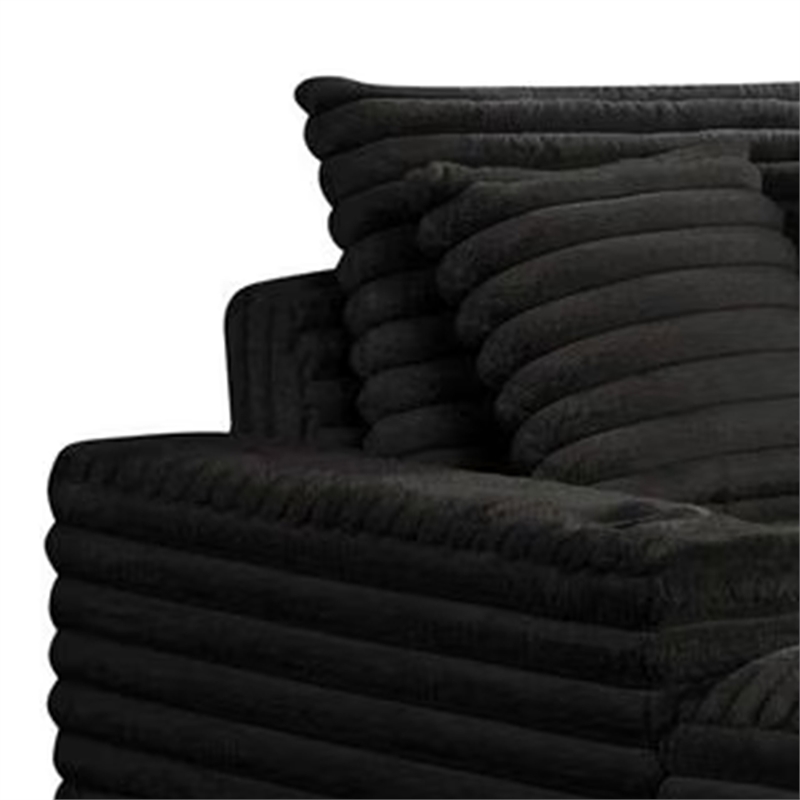 Voyo Oversize Chaise- Black Chenille- Track Arms w Cup Holders and USB- 64 Inch