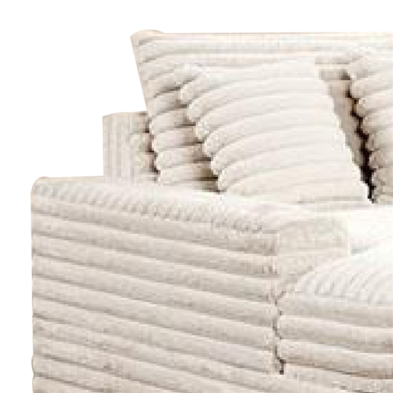 Voyo Oversize Chaise- White Chenille- Track Arms w Cup Holders and USB- 64 Inch