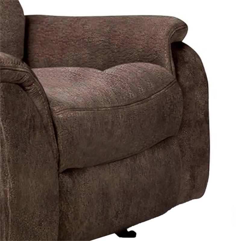 Heny Manual Glider Recliner Chair- Plush Dark Brown Pillow Top Arms