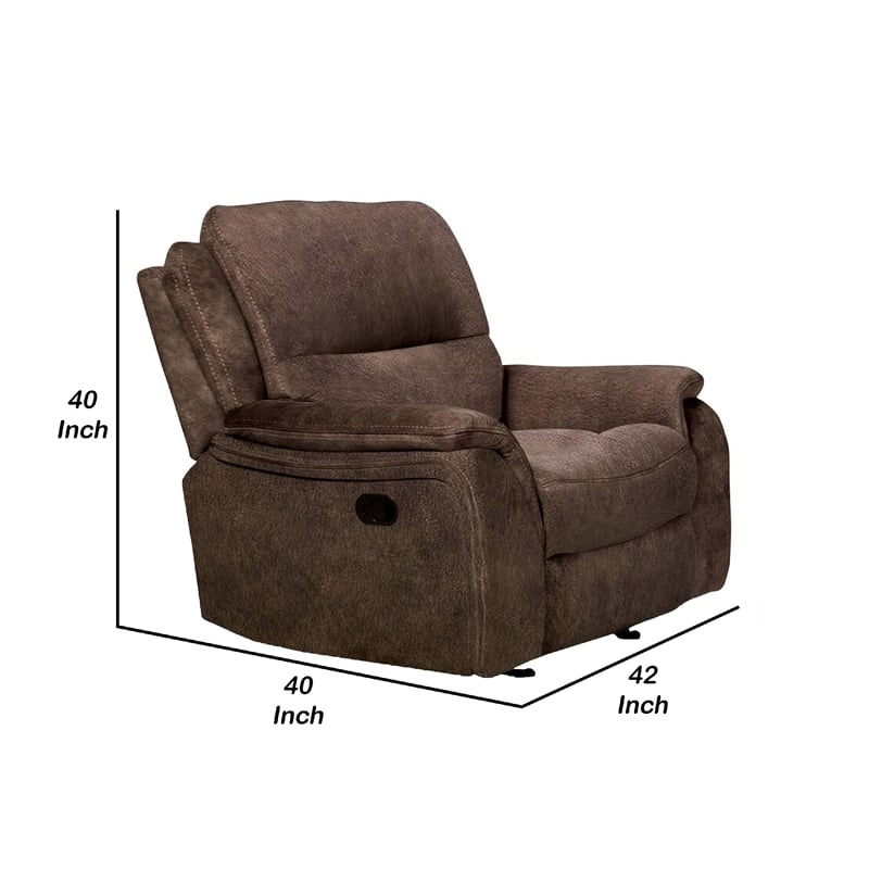 Heny Manual Glider Recliner Chair- Plush Dark Brown Pillow Top Arms