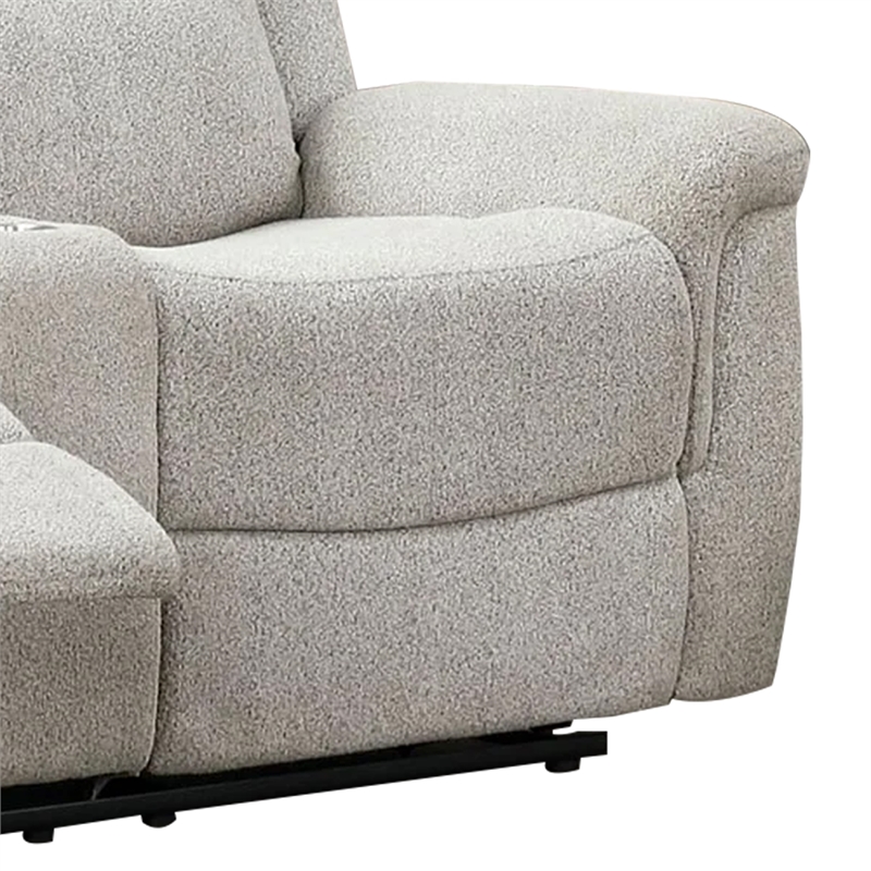 Becy Manual Reclining Loveseat w Console- 2 Cup Holders- Light Gray