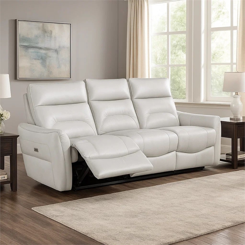 Becy Manual Reclining Loveseat w Console- 2 Cup Holders- Light Gray