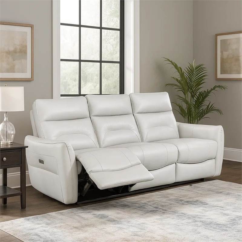 Becy Manual Reclining Loveseat w Console- 2 Cup Holders- Light Gray
