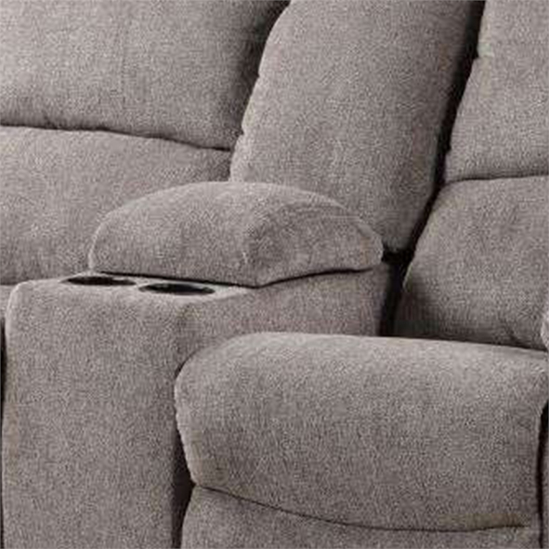 Cem Manual Reclining Loveseat- Pillow Tufted- Mocha Gray Chenille