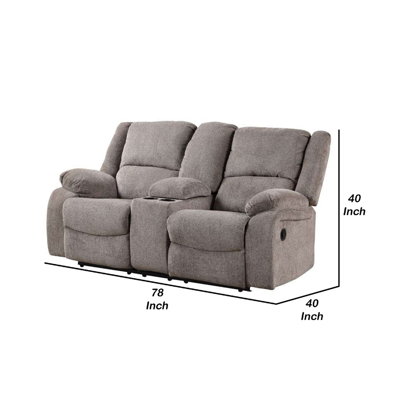 Cem Manual Reclining Loveseat- Pillow Tufted- Mocha Gray Chenille