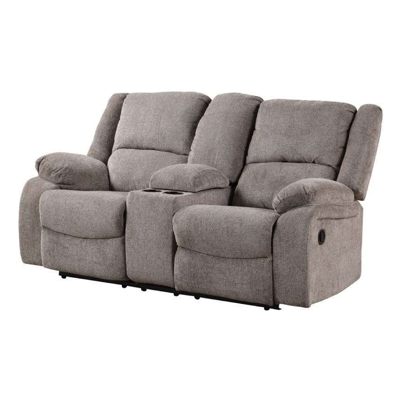 Cem Manual Reclining Loveseat- Pillow Tufted- Mocha Gray Chenille
