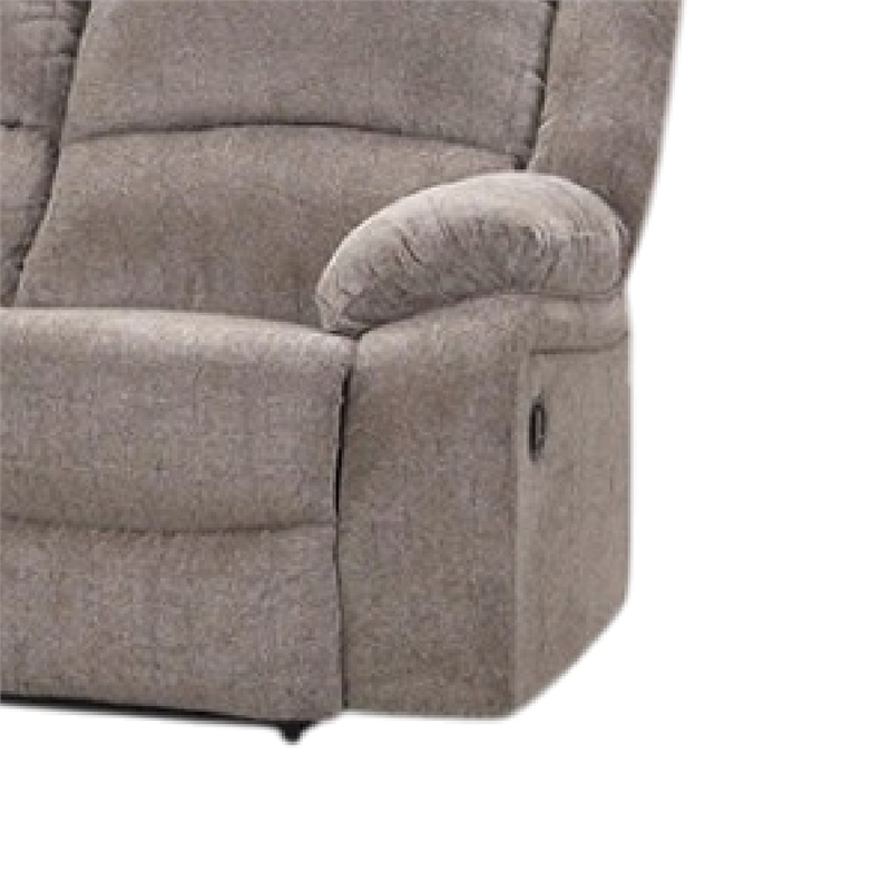 Cem Manual Reclining Sofa- Pillow Tufted- Mocha Gray Chenille 88 Inch