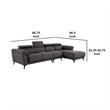Panie Sectional Sofa- Adjustable Headrests- Right Chaise- Gray Fabric- 99 Inch