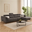 Panie Sectional Sofa- Adjustable Headrests- Right Chaise- Gray Fabric- 99 Inch