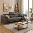 Panie Sectional Sofa- Adjustable Headrests- Right Chaise- Gray Fabric- 99 Inch