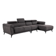 Panie Sectional Sofa- Adjustable Headrests- Right Chaise- Gray Fabric- 99 Inch