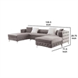 Ciaba Modern Sectional Sofa- Double Chaise- Gray Flannelette- 127 Inch