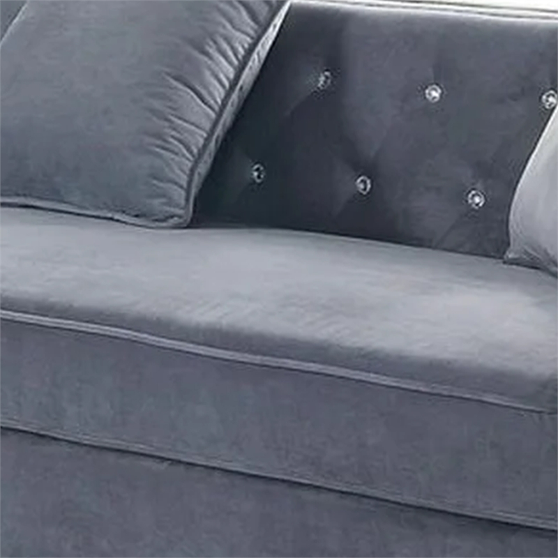 Amna Sectional Sofa- Storage Chaise- Gray Tufted Flannelette- 108 Inch