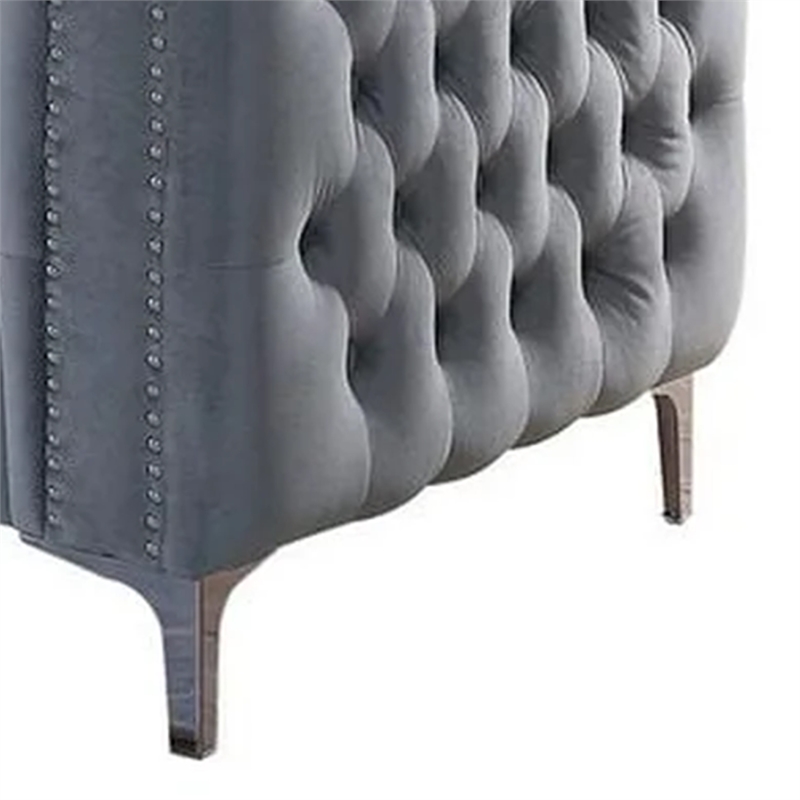 Amna Sectional Sofa- Storage Chaise- Gray Tufted Flannelette- 108 Inch