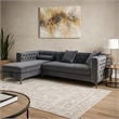 Amna Sectional Sofa- Storage Chaise- Gray Tufted Flannelette- 108 Inch