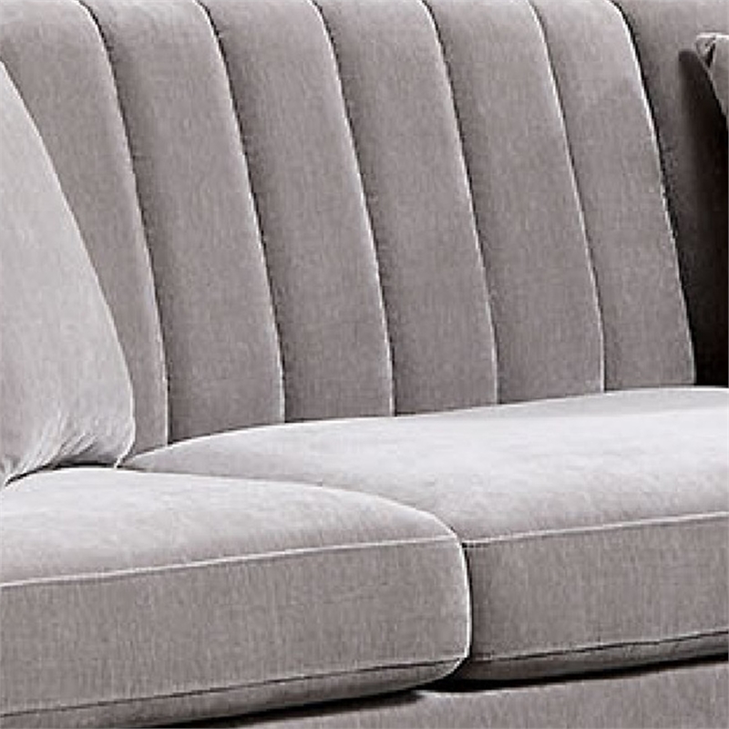 Willy L-Shaped Sectional- 4 Pillows- Gray Tufted Chenille- 99 Inch