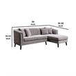 Willy L-Shaped Sectional- 4 Pillows- Gray Tufted Chenille- 99 Inch