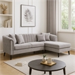 Willy L-Shaped Sectional- 4 Pillows- Gray Tufted Chenille- 99 Inch