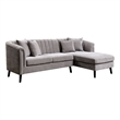 Willy L-Shaped Sectional- 4 Pillows- Gray Tufted Chenille- 99 Inch