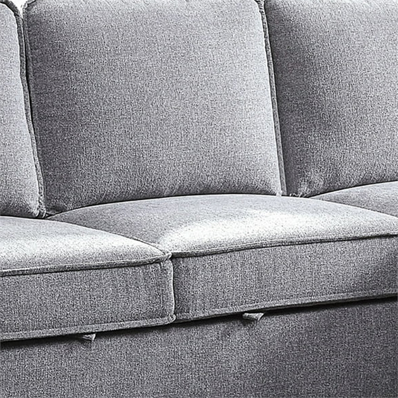 Iris Sectional Sofa- Pull Out Sleeper- Storage Chaise- Gray- 93 Inch