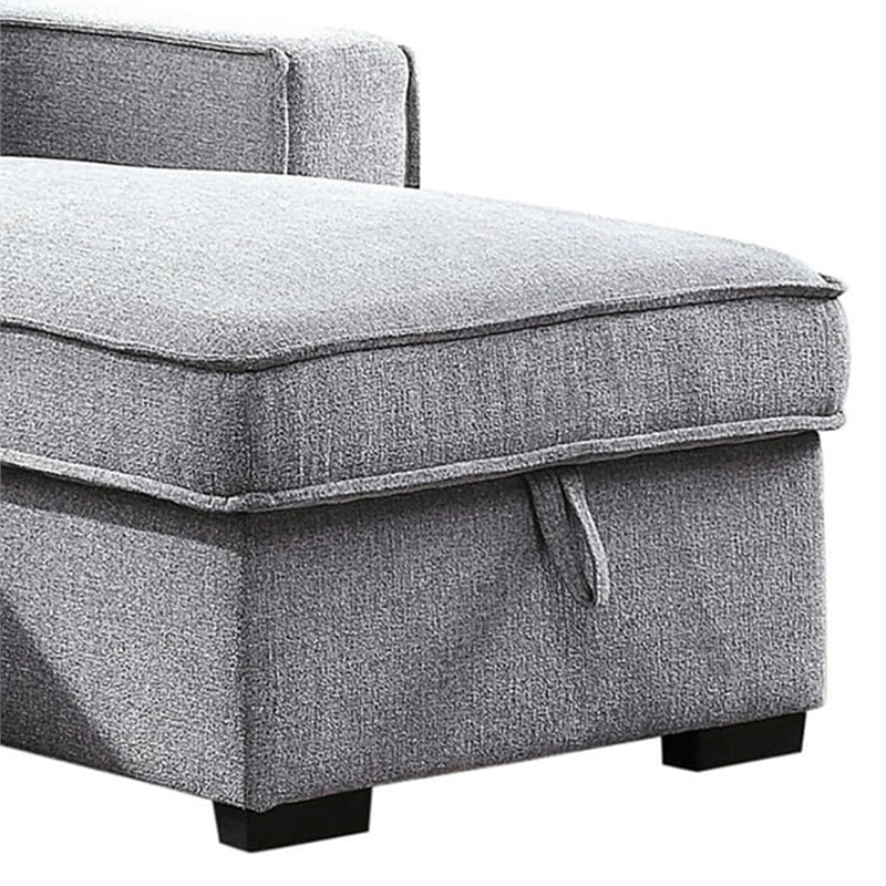 Iris Sectional Sofa- Pull Out Sleeper- Storage Chaise- Gray- 93 Inch
