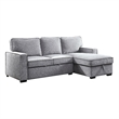 Iris Sectional Sofa- Pull Out Sleeper- Storage Chaise- Gray- 93 Inch