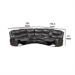 Polly Manual Recliner Sectional Sofa- Gray Faux Leather- 123 Inch