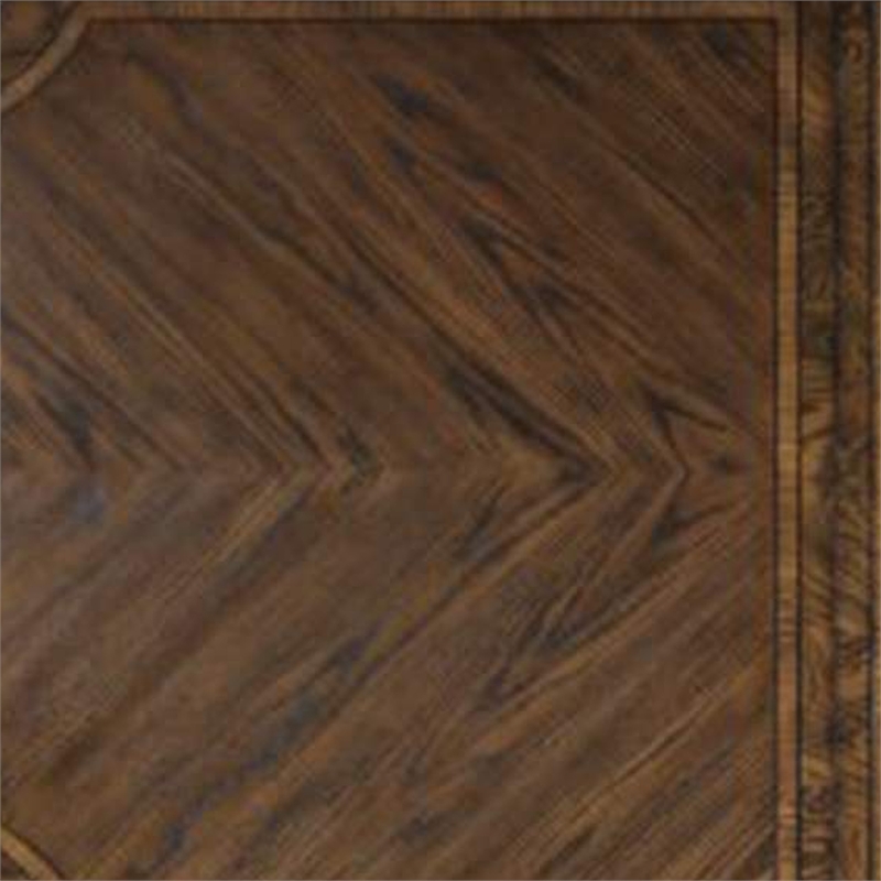 Naddy Dining Table- 80-112 Inch Extendable Top- Dark Brown Floral Motifs