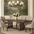 Naddy Dining Table- 80-112 Inch Extendable Top- Dark Brown Floral Motifs