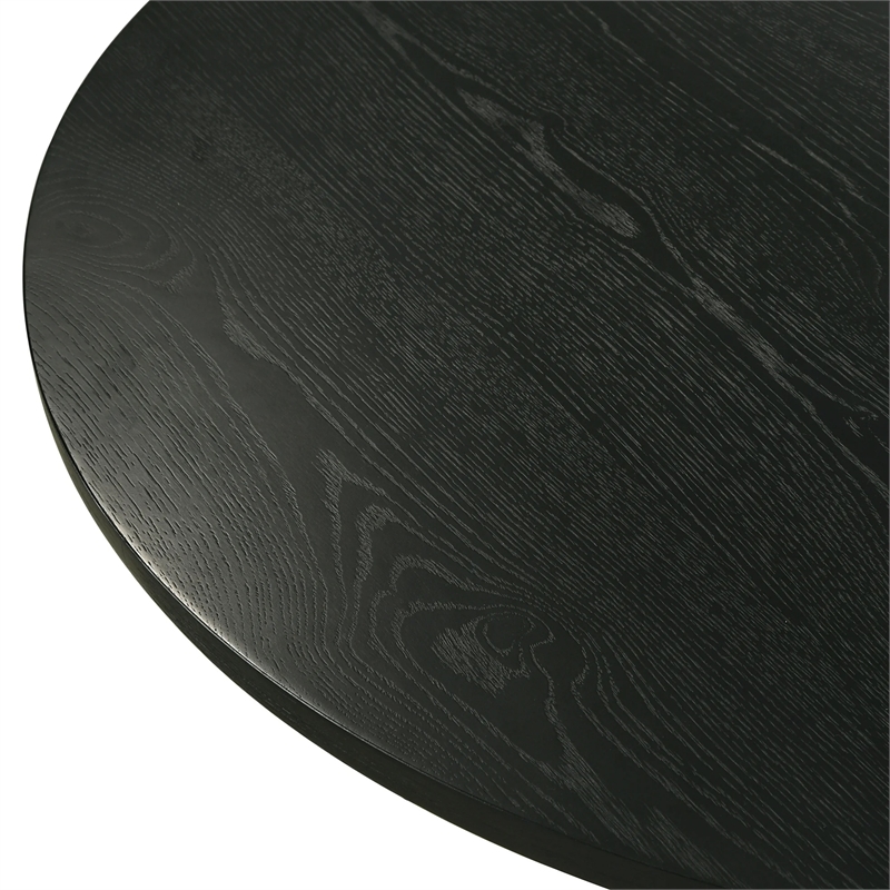 Toty Dining Table- 59 Inch Round Top- Modern Cone Pedestal Base- Black