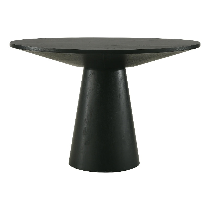 Toty Dining Table- 59 Inch Round Top- Modern Cone Pedestal Base- Black