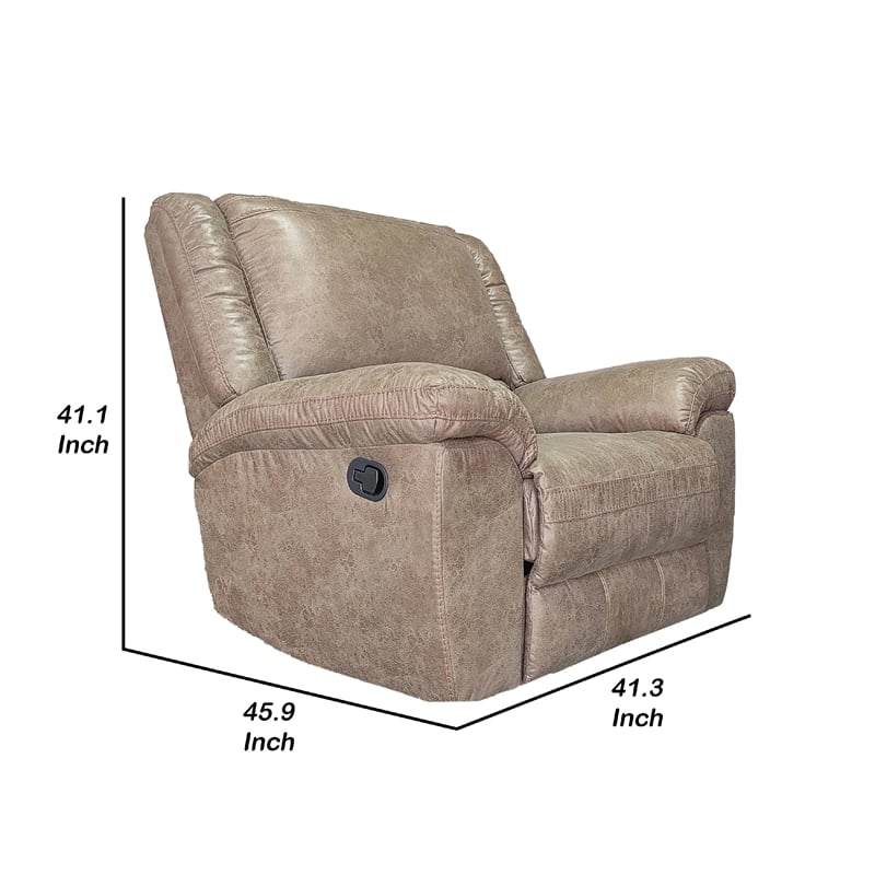 Jem Manual Rocker Recliner Chair- Pillow Top Arms- Brown Leather