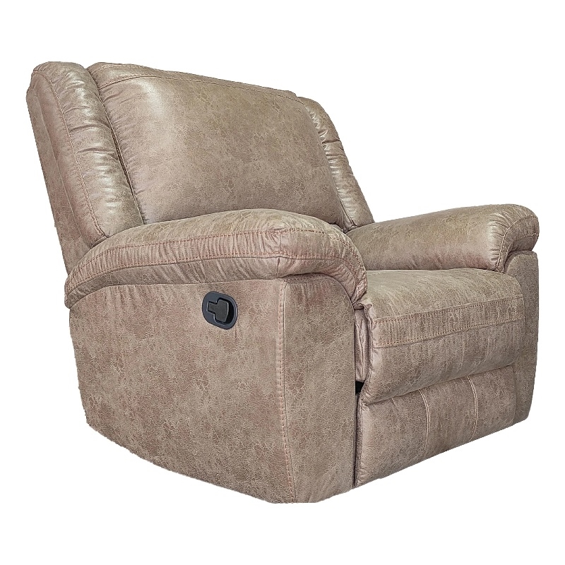 Jem Manual Rocker Recliner Chair- Pillow Top Arms- Brown Leather