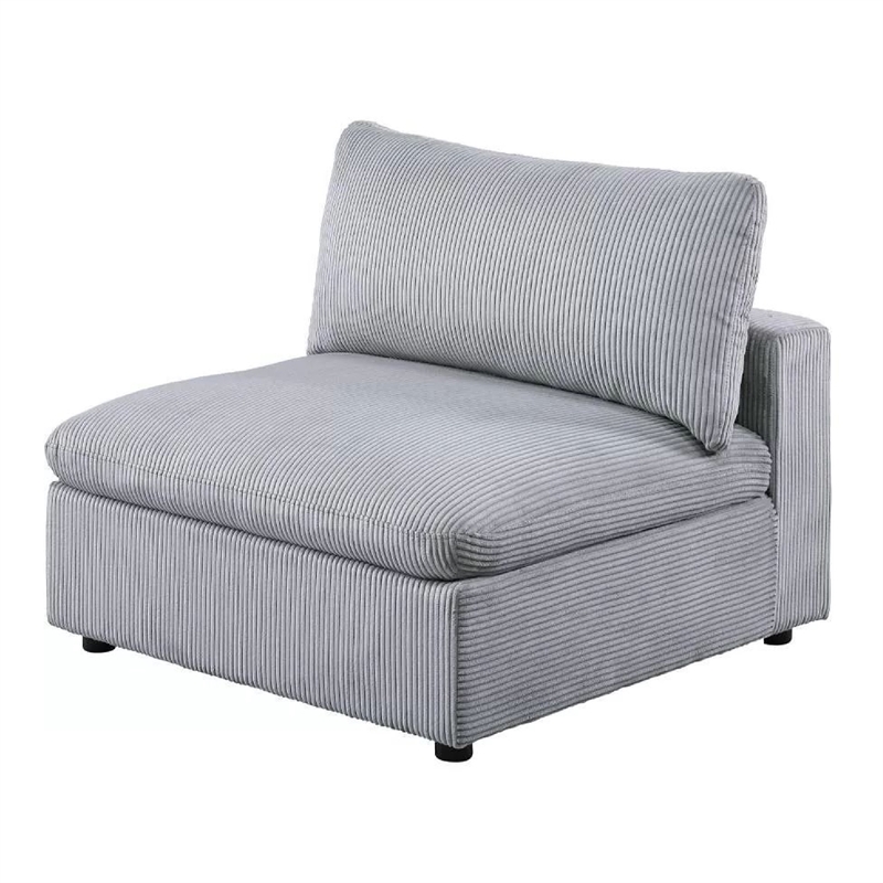 Nolan Armless Modular Chair with Square Frame- Light Gray Corduroy