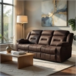 Harper Manual Reclining Sofa- USB Port- Brown Tufted Velvet- 84 Inch