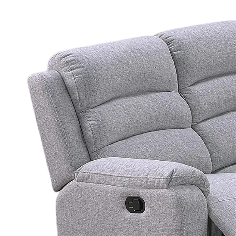 Sonia Manual Reclining Sofa- Bone White Channel-Tufted Burlap- 74 Inch