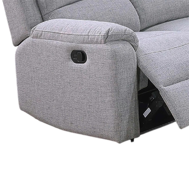 Sonia Manual Reclining Sofa- Bone White Channel-Tufted Burlap- 74 Inch