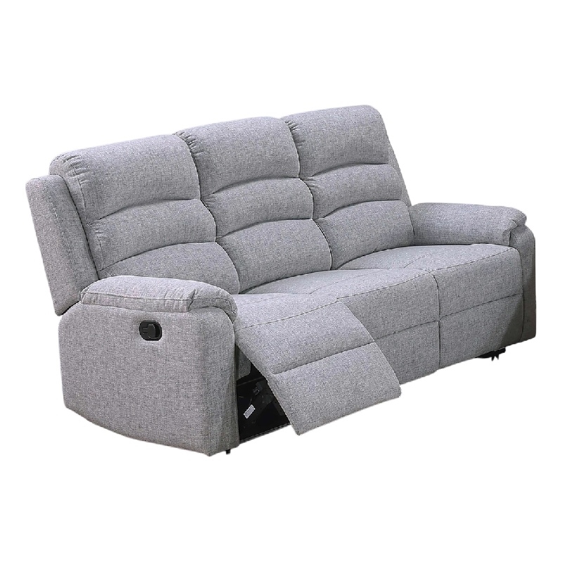 Sonia Manual Reclining Sofa- Bone White Channel-Tufted Burlap- 74 Inch