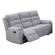 Sonia Manual Reclining Sofa- Bone White Channel-Tufted Burlap- 74 Inch
