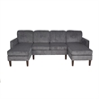 Nyla All-In-One Sectional Sofa Set with Double Chaise- Dark Gray Corduroy