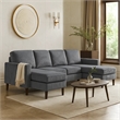 Nyla All-In-One Sectional Sofa Set with Double Chaise- Dark Gray Corduroy