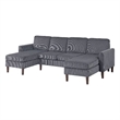 Nyla All-In-One Sectional Sofa Set with Double Chaise- Dark Gray Corduroy