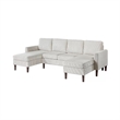 Nyla All-In-One Sectional Sofa Set with Double Chaise- Beige Corduroy
