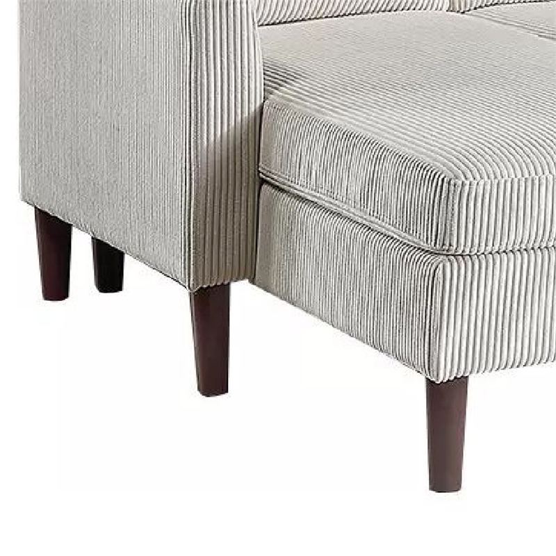 Nyla All-In-One Sectional Sofa Set with Double Chaise- Beige Corduroy