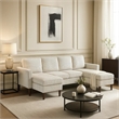 Nyla All-In-One Sectional Sofa Set with Double Chaise- Beige Corduroy